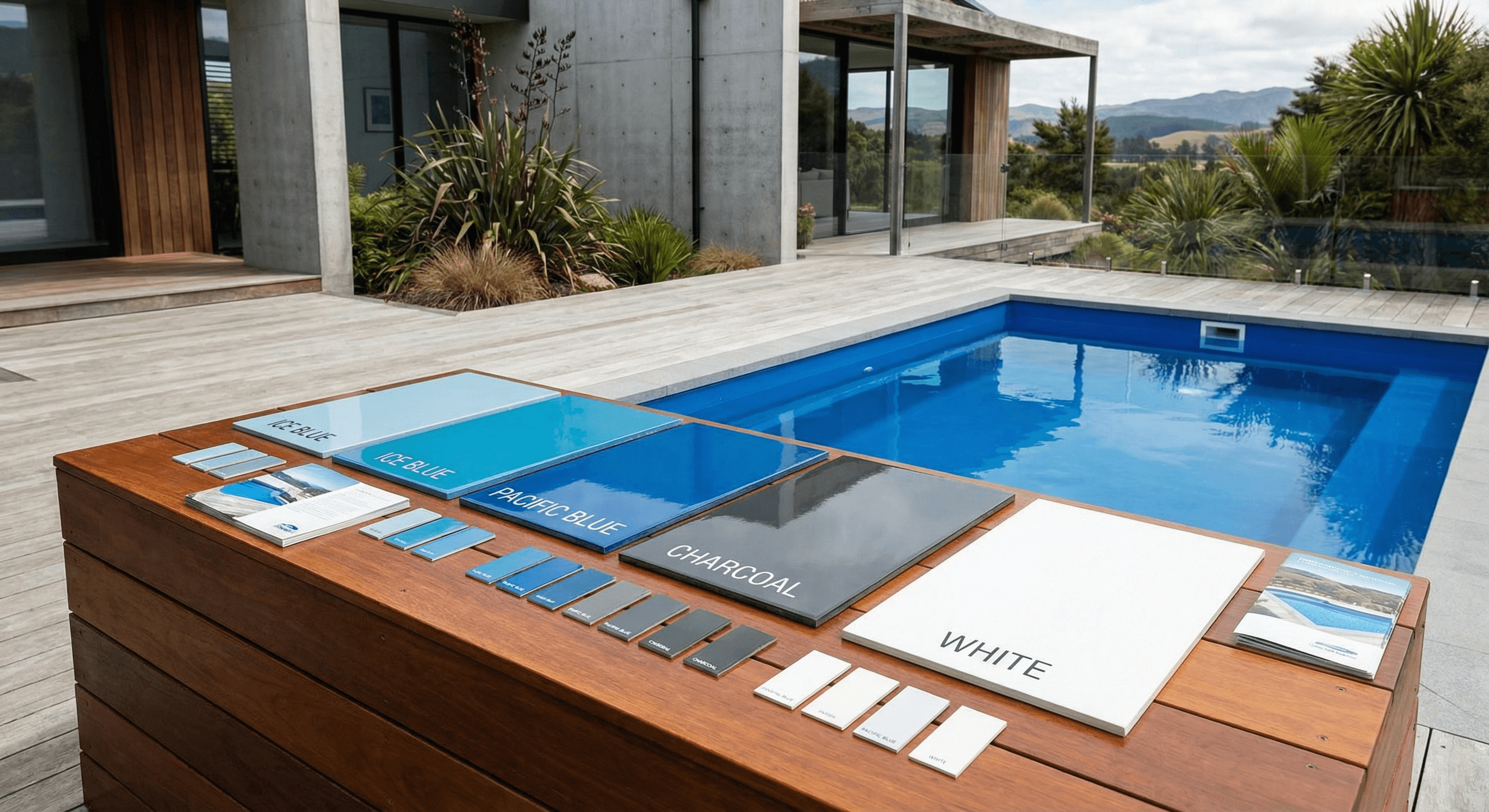 Pool gelcoat colour samples and options in New Zealand